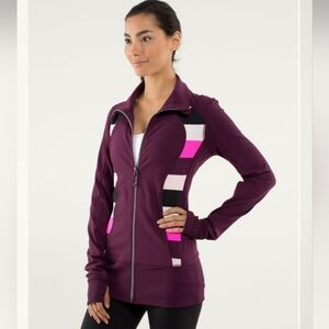 EUC Lululemon Nice Asana Jacket Plum / Pow Stripe Raspberry Glo Light, 4, $118